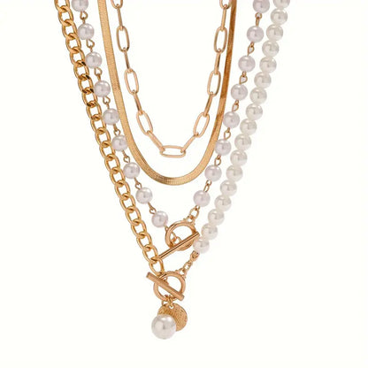 Parure Collier Chaîne Serpent Vintage Perle et Or | Or