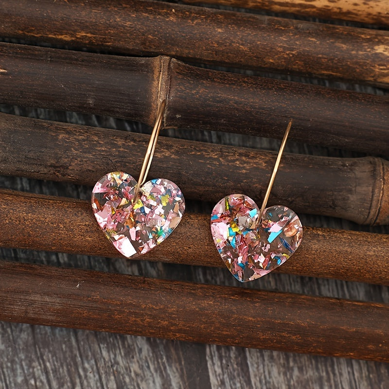 Boucles d'Oreilles Pendantes Cœur Prune Sucrée | Or