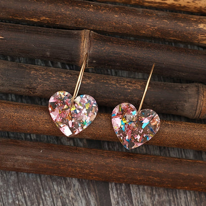 Boucles d'Oreilles Pendantes Cœur Prune Sucrée | Or
