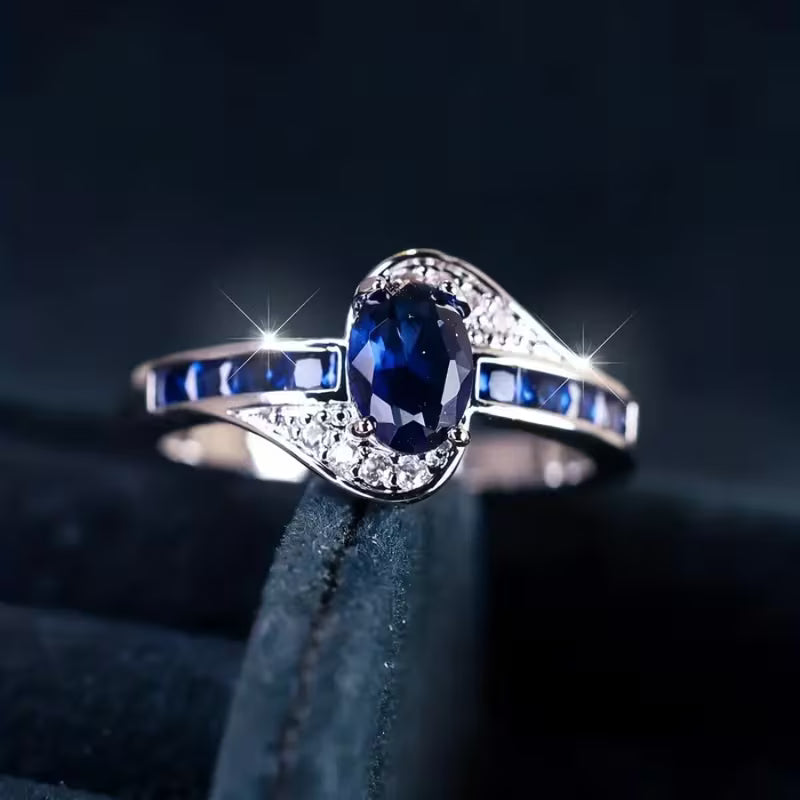 Bague Saphir Fluide | Or Blanc