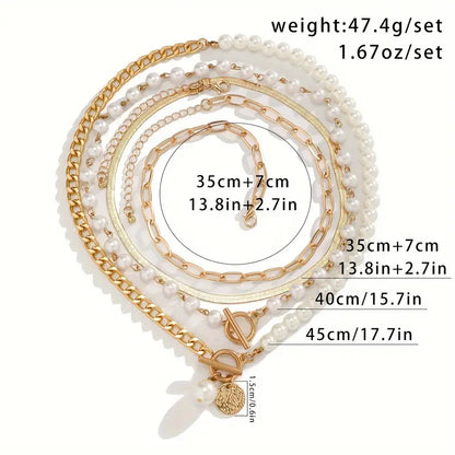 Parure Collier Chaîne Serpent Vintage Perle et Or | Or