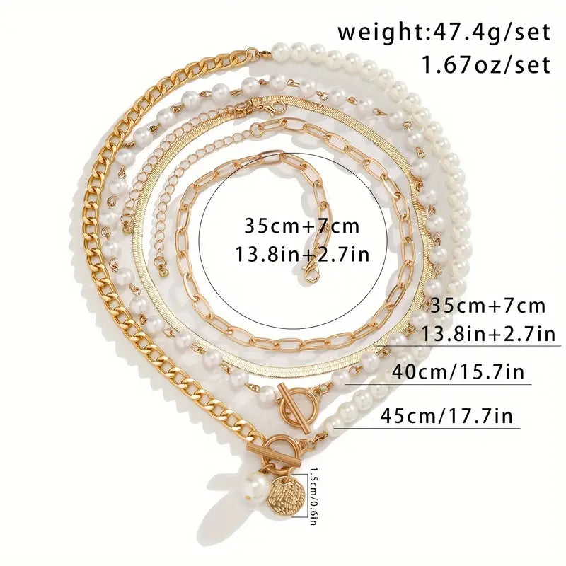 Parure Collier Chaîne Serpent Vintage Perle et Or | Or