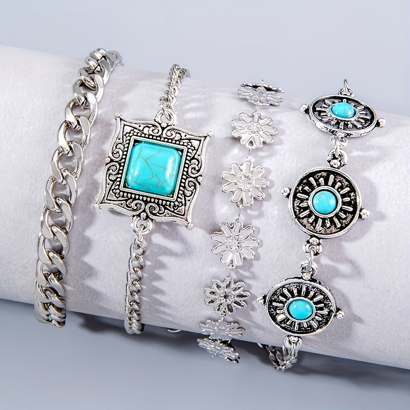 Parure Bracelets Multicouches Pierre Ciel | Or Blanc