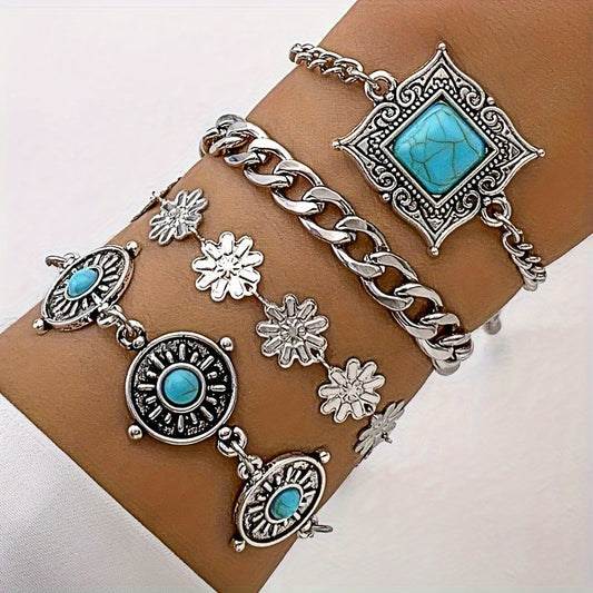 Parure Bracelets Multicouches Pierre Ciel | Or Blanc