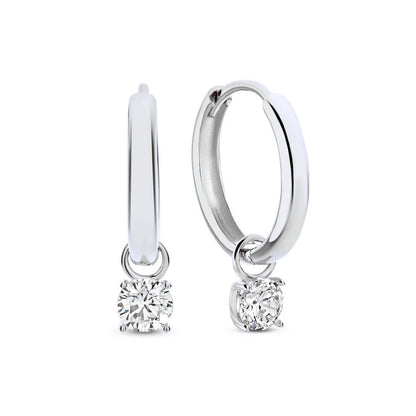 Boucles d'Oreilles Créoles Pierre Larmes de Lune | Or Blanc