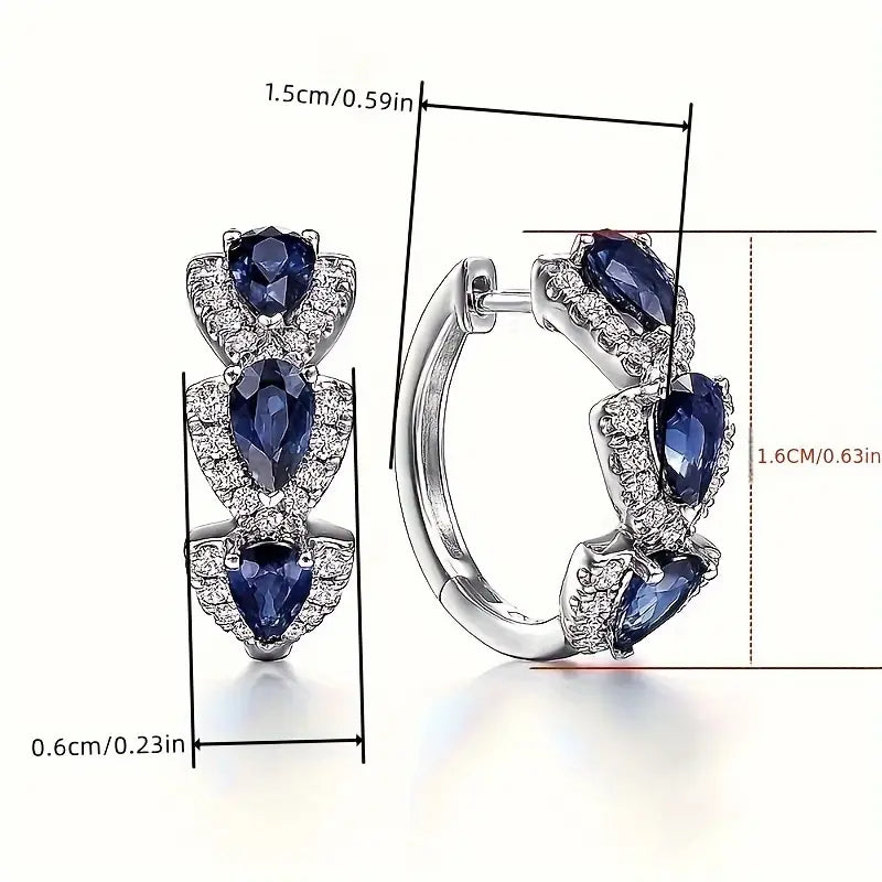 Boucles d'Oreilles Crête Saphir Royal | Or Blanc