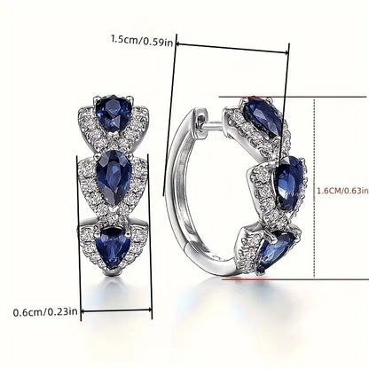 Boucles d'Oreilles Crête Saphir Royal | Or Blanc