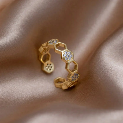 Bague Nid d'Abeille Cristal | Or