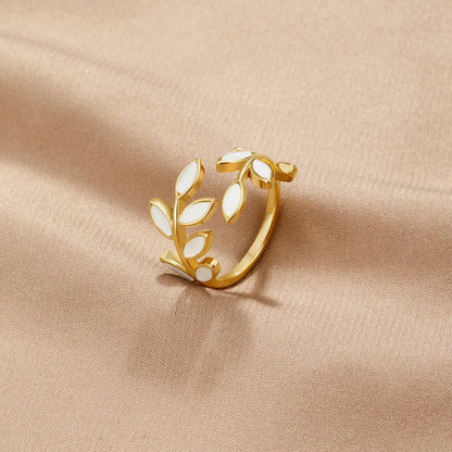 Bague Ouverte Feuille Délicate Neraya | Or