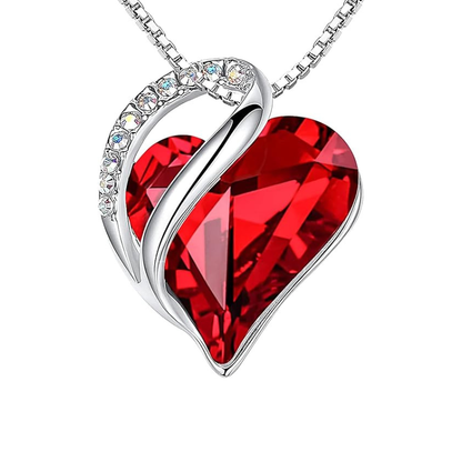Collier Cœur Infini Rubis | Or Blanc