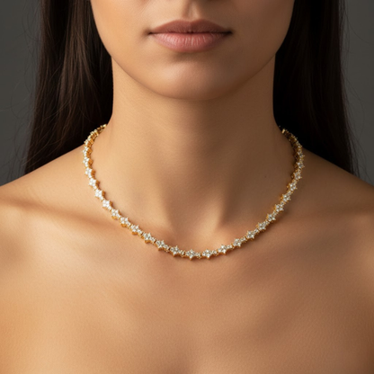Collier Tennis Grappes Classique | Or Blanc