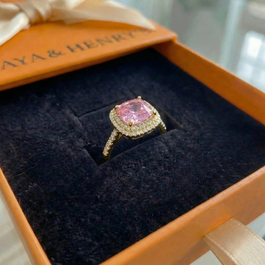 Bague Saphir Rose Coussin | Or