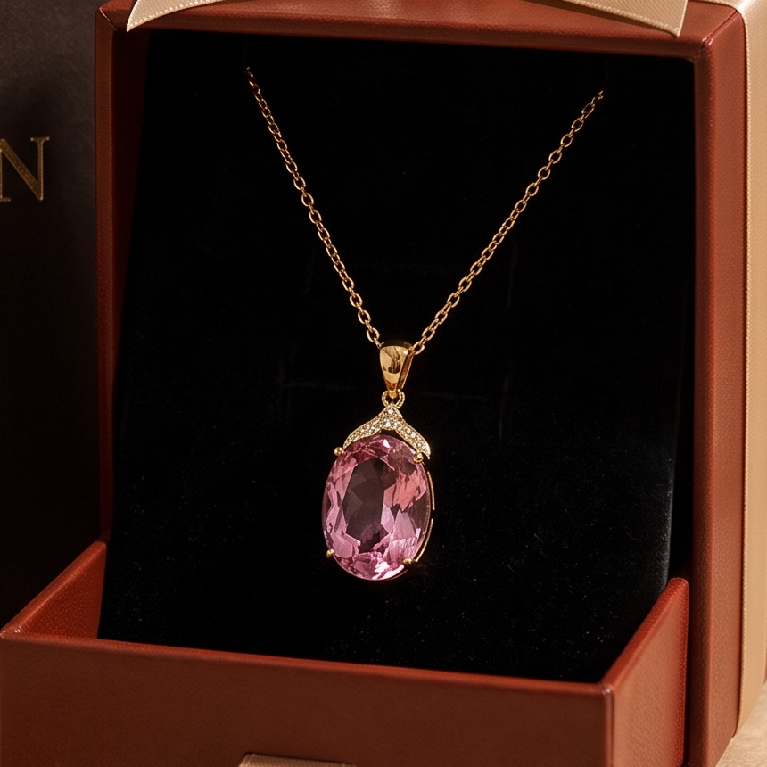 Collier Ovale Impérial Rose Poudré | Or