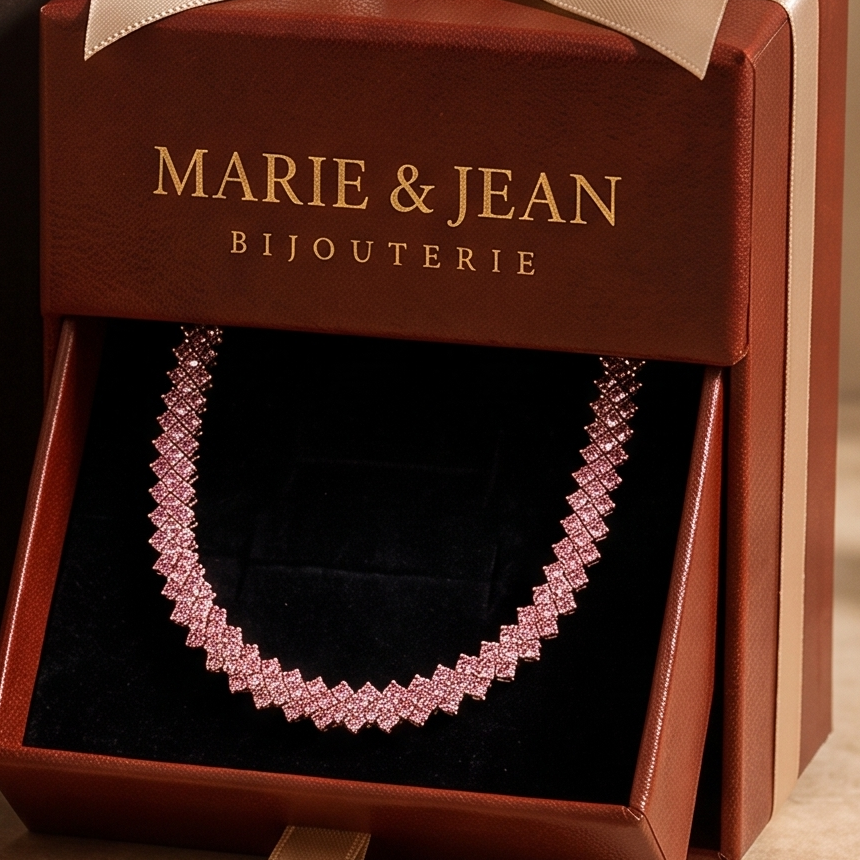 Collier Ligne Rose Braise | Or