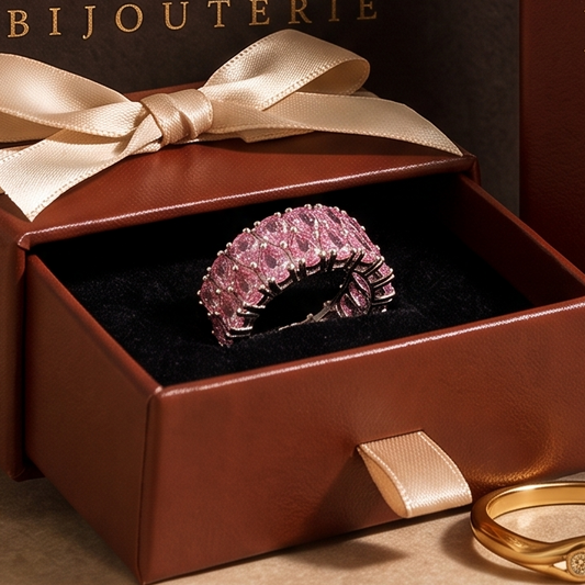 Bague Éternité Cascade Rosée | Or Blanc