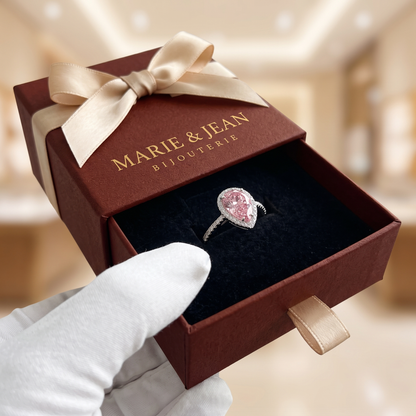 Bague Larme Rose Poudré | Or Blanc