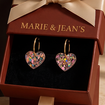 Boucles d'Oreilles Pendantes Cœur Prune Sucrée | Or
