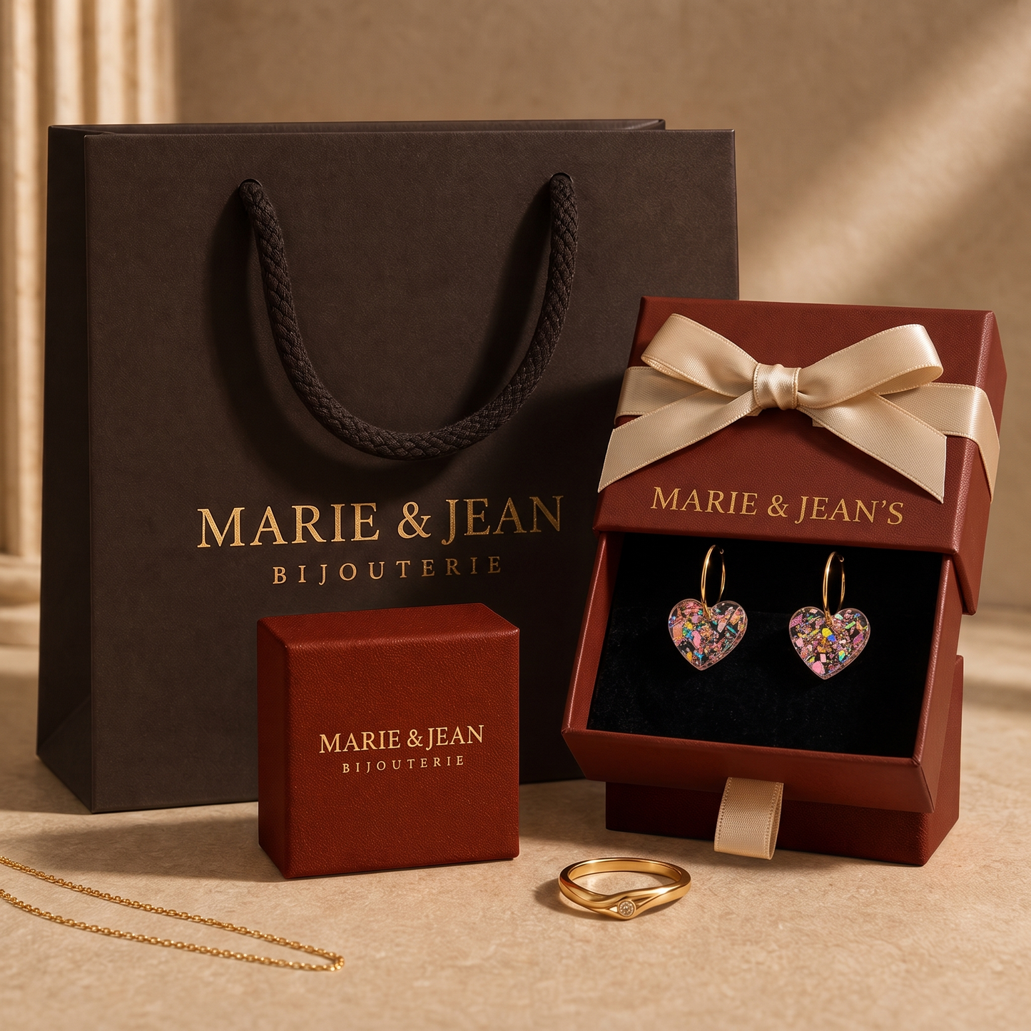 Boucles d'Oreilles Pendantes Cœur Prune Sucrée | Or