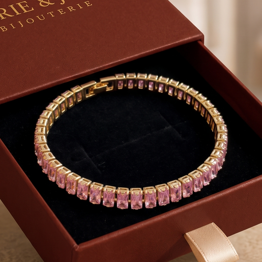 Bracelet Tennis Vertéa Rose Poudré | Or