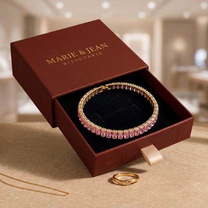 Bracelet Tennis Vertéa Rose Poudré | Or