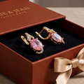 Boucles d'Oreilles Pendantes Aurore Rose | Or