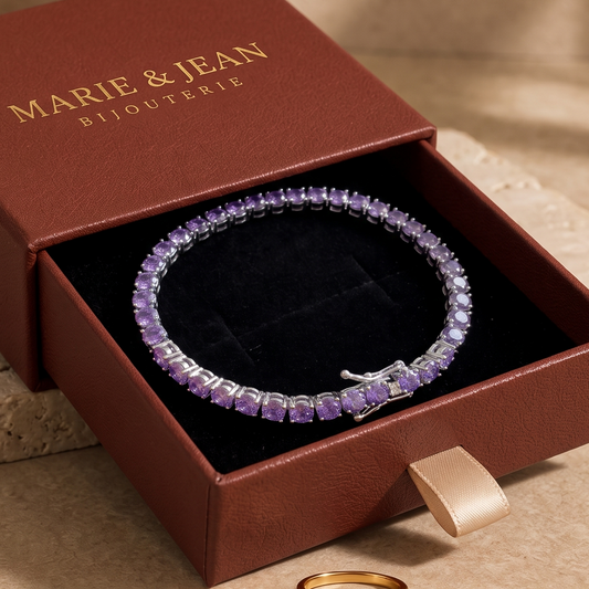 Bracelet Tennis Violet Améthyste | Or Blanc