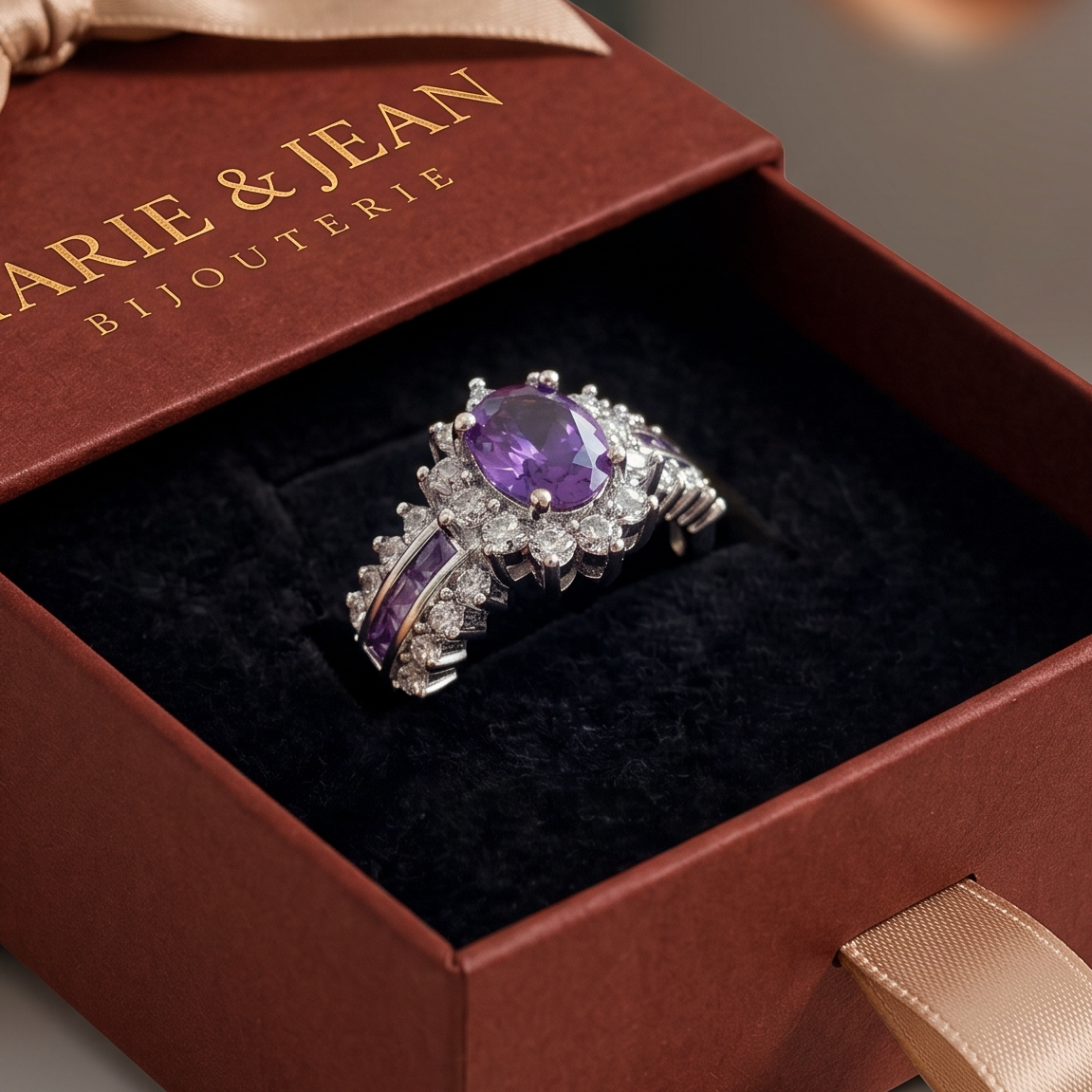 Bague Couronne Crépuscule Amethyne | Or Blanc