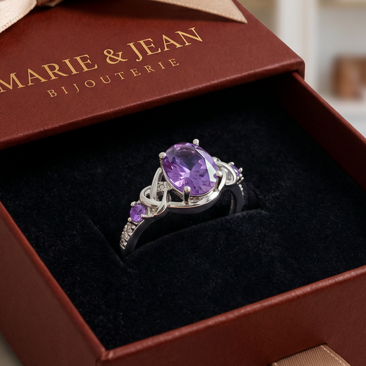 Bague Nœud Violet Améthyste | Or Blanc