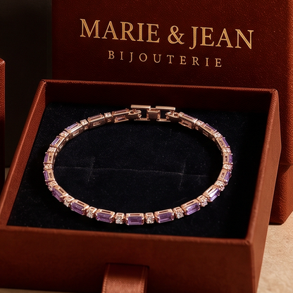 Bracelet Tennis Prisme Violet Améthyste | Or Rose