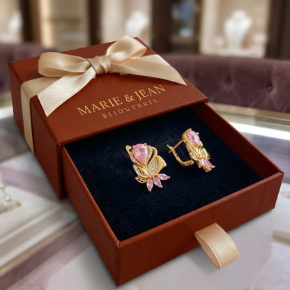 Boucles d'Oreilles Pétale de Rose Amorette | Or Rose