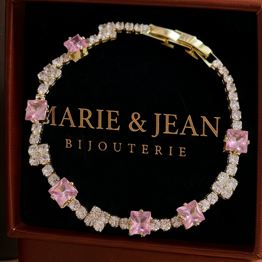 Bracelet Tennis Carrés Blush | Or