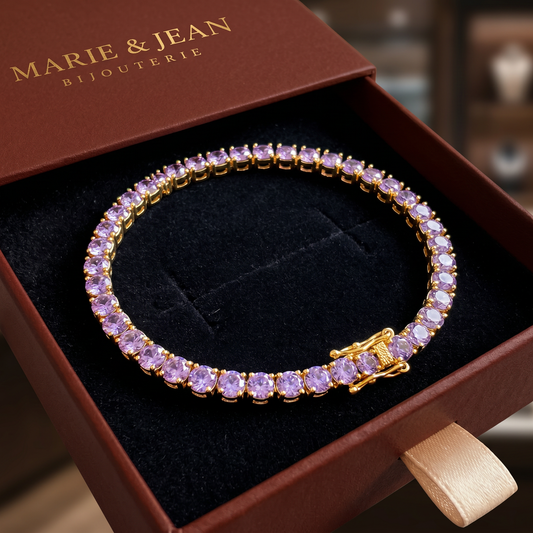 Bracelet Tennis Violet Améthyste | Or