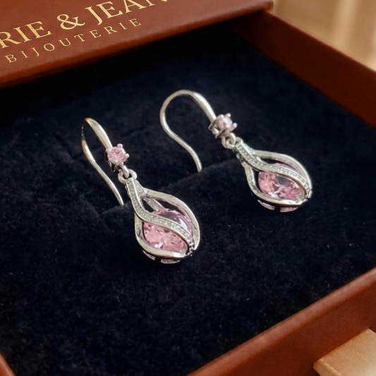 Boucles d'Oreilles Torsadées Rosalith Lumen | Or Blanc