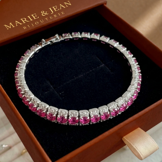 Bracelet Tennis Lueur Rosée | Or Blanc