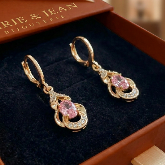 Boucles d'Oreilles Larme Blush Clair de Lune | Or Rose