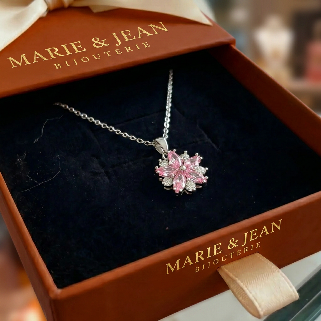 Collier Fleur de Cerisier | Or Blanc