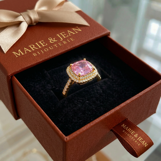 Bague Coussin Rose Poudré | Or