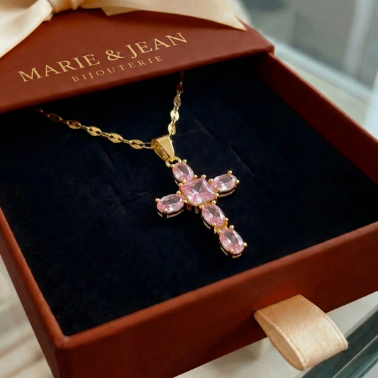 Collier Croix Foi Rose | Or