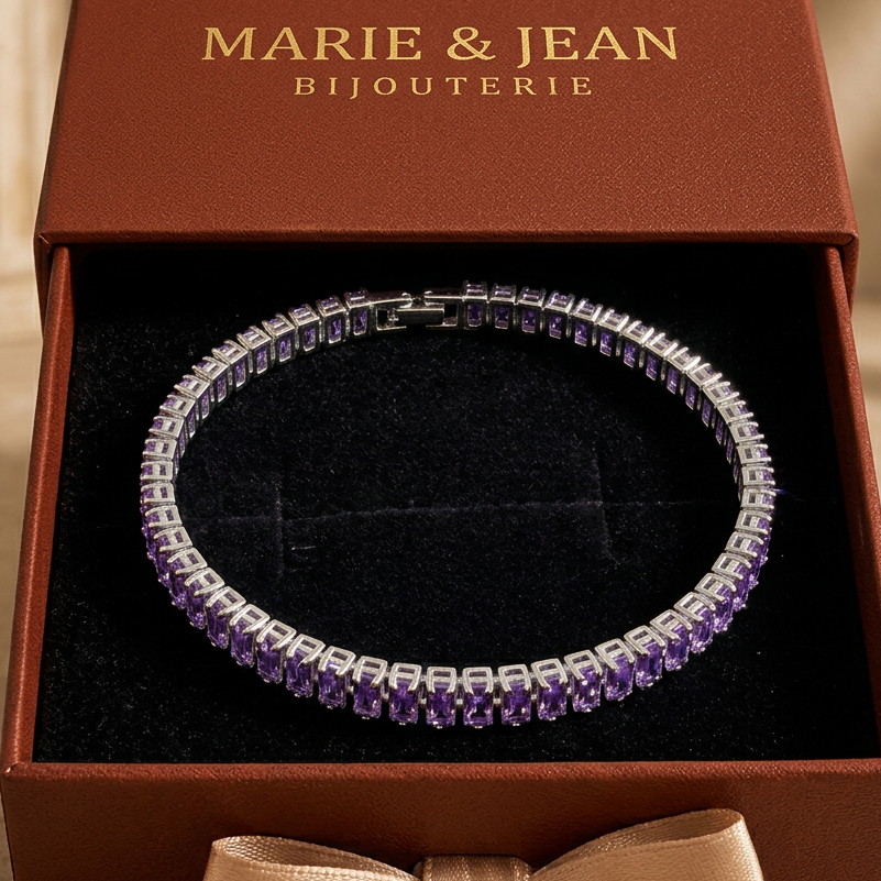 Bracelet Tennis Vertéa Violet Améthyste | Or Blanc