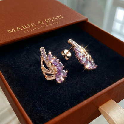 Boucles d'Oreilles Aile Viorelle Violet Améthyste | Or Rose