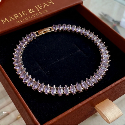 Bracelet Tennis Marquise Violet Améthyste | Or
