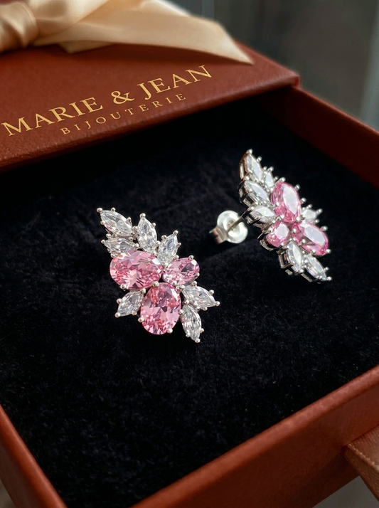 Boucles d'Oreilles Lyra Blushbloom | Or Blanc