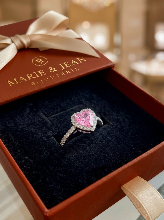 Bague Cœur Baiser de Rose | Or Blanc