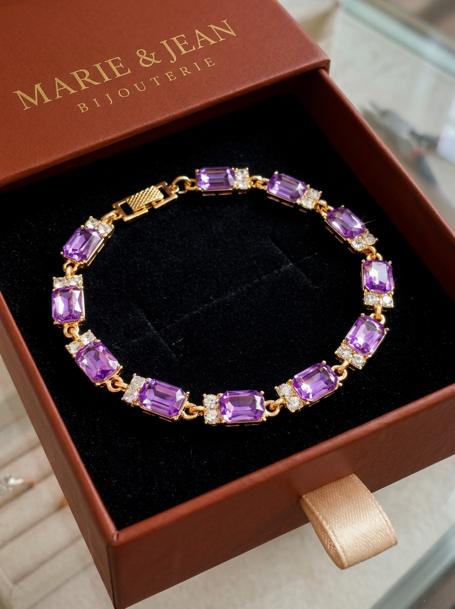 Bracelet Breloque Valleria Violet Améthyste | Or