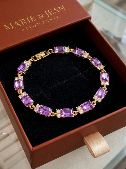 Bracelet Breloque Valleria Violet Améthyste | Or