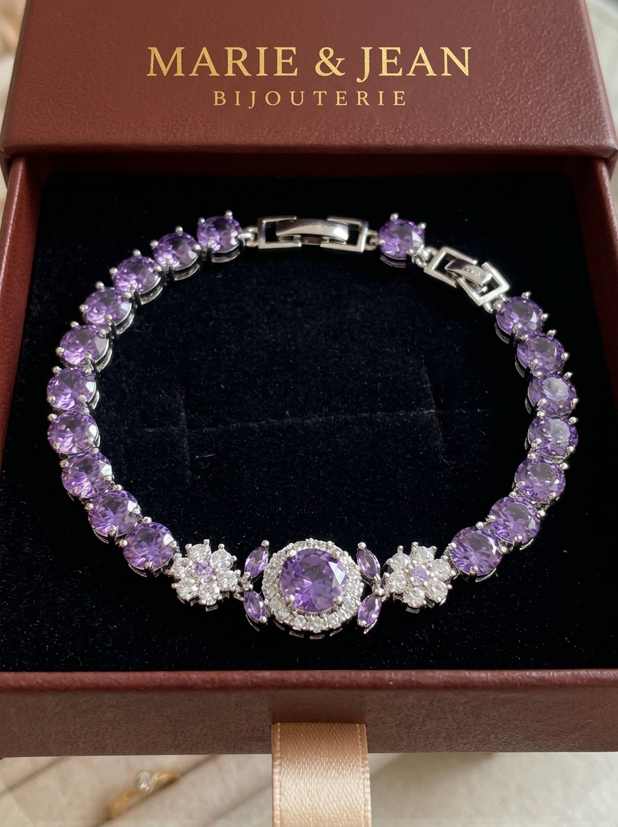 Bracelet Tennis Couronne Velmira | Or Blanc