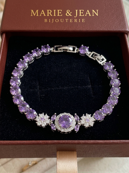Bracelet Tennis Couronne Velmira | Or Blanc