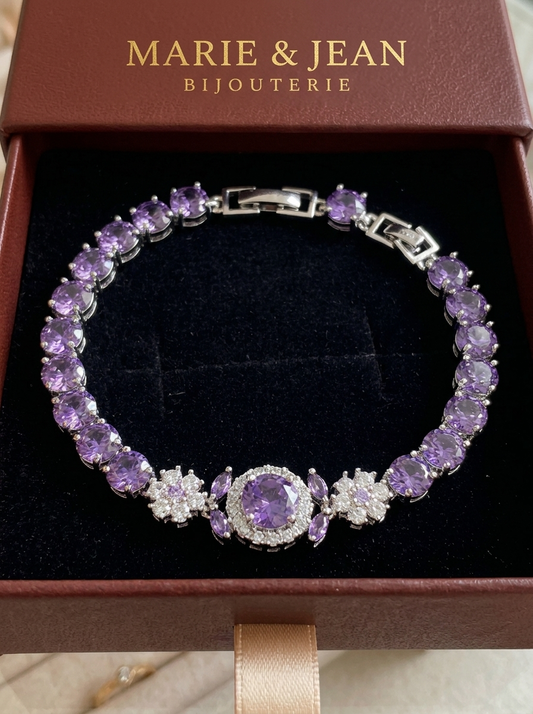 Bracelet Tennis Couronne Velmira | Or Blanc