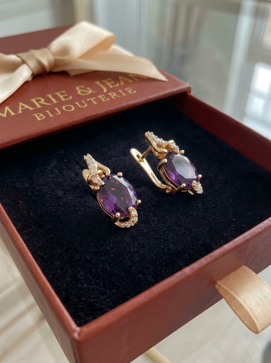 Boucles d'Oreilles Pendantes Crépuscule Impérial | Or Rose