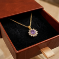 Collier Tournesol Violet Améthyste | Or